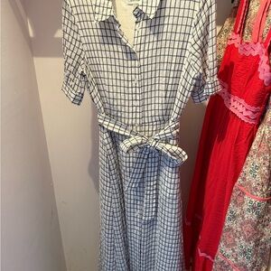 Calvin Klein Checkered Belted Shirt Dress
